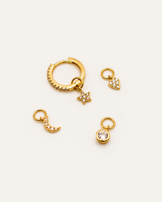 Pack Aritos Charms White gold gold