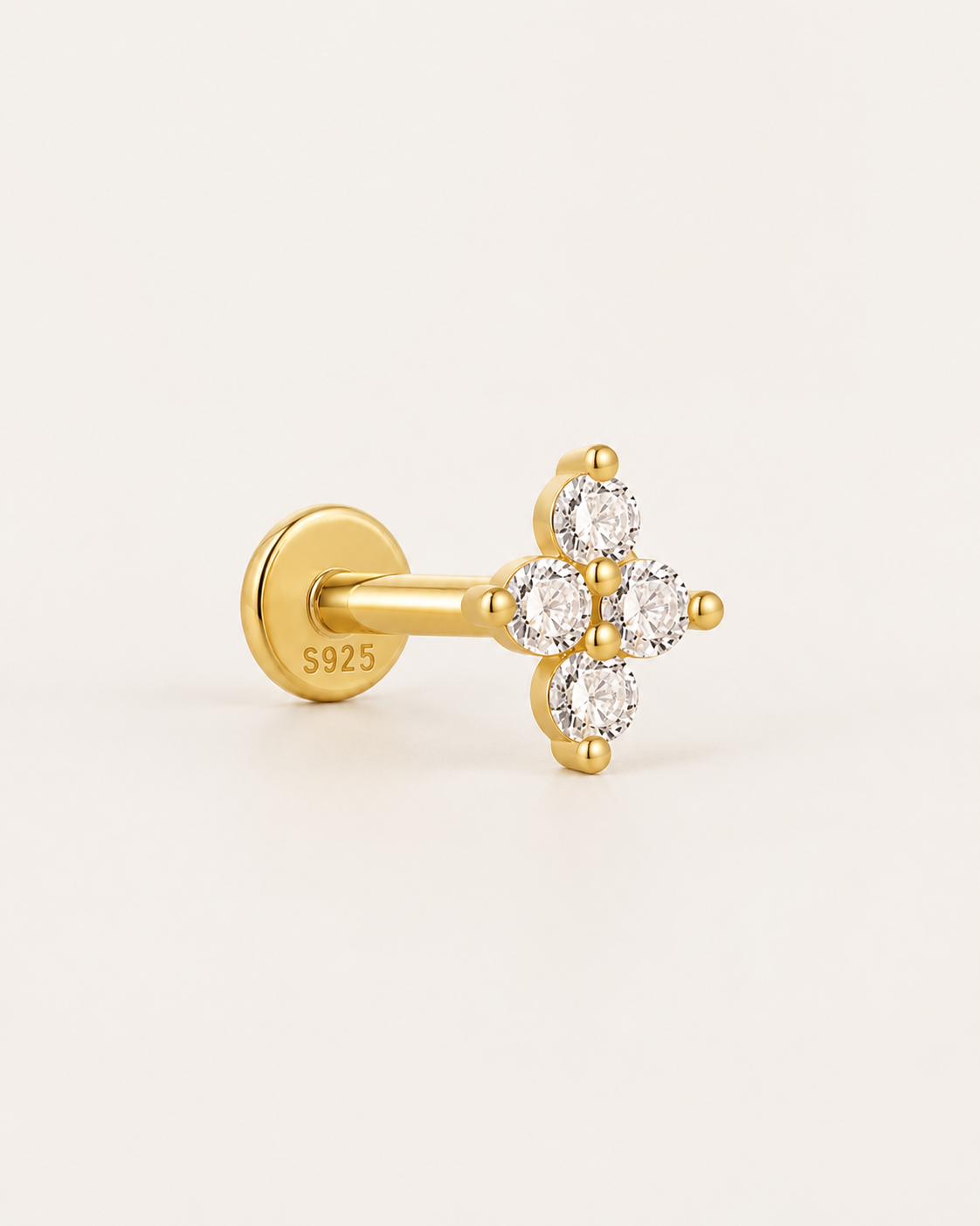 Pendiente Flora blanco gold