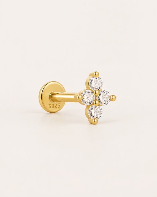 Pendiente Flora blanco gold
