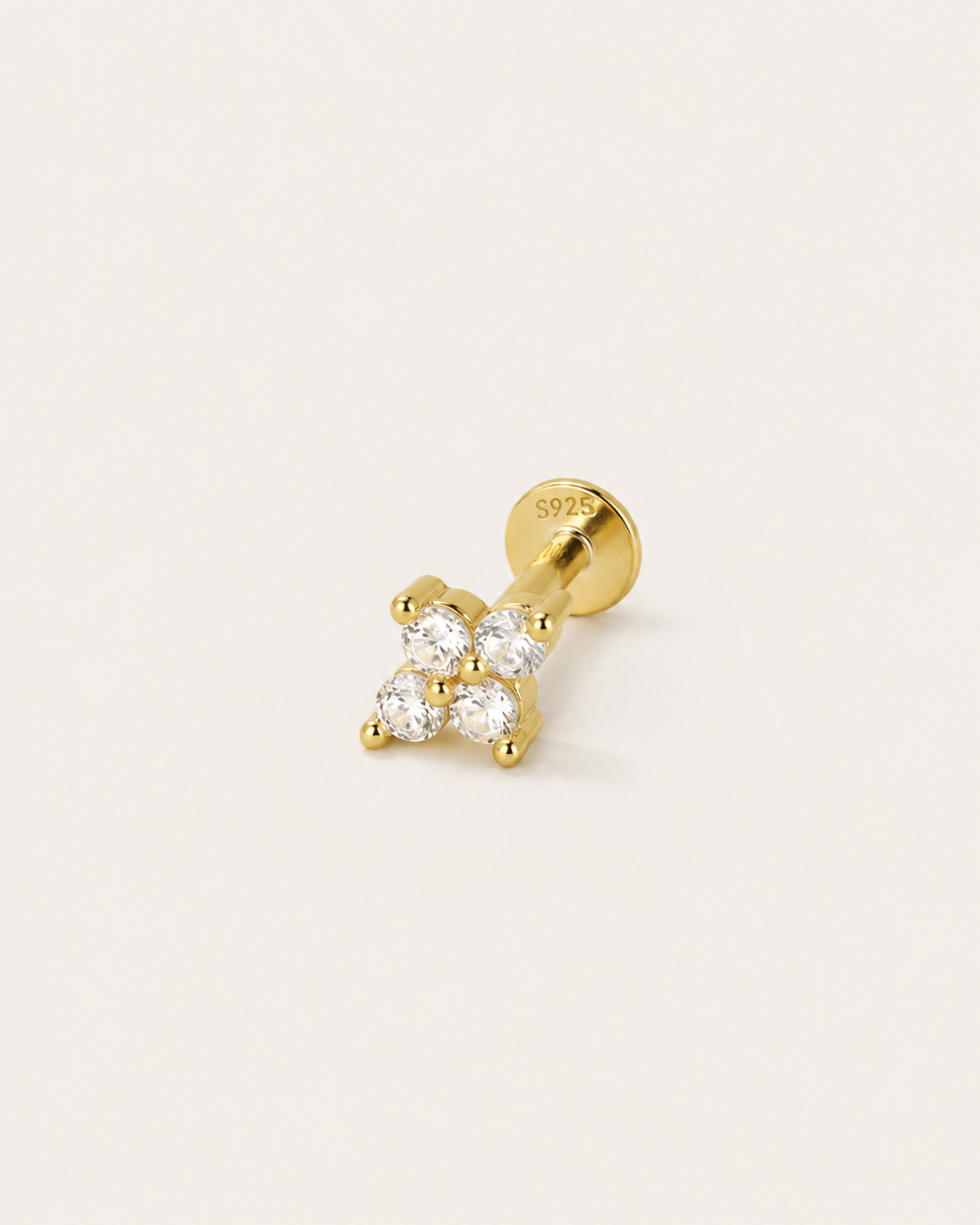 Pendiente Flora blanco gold