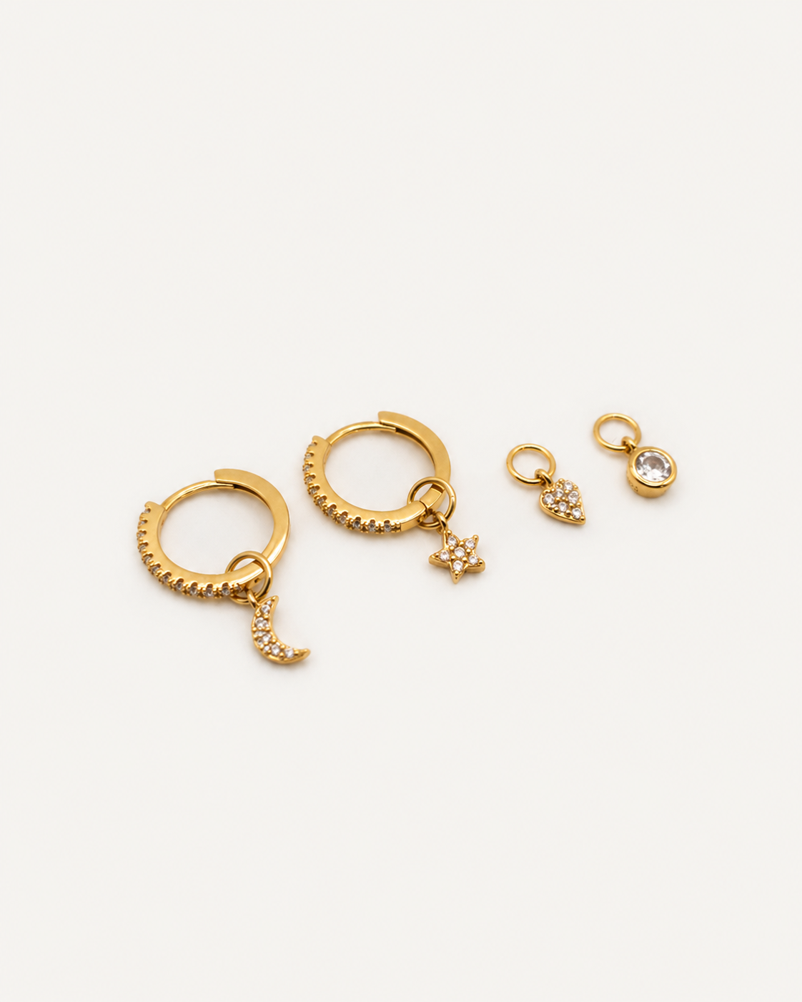 Pack Aritos Charms White gold gold