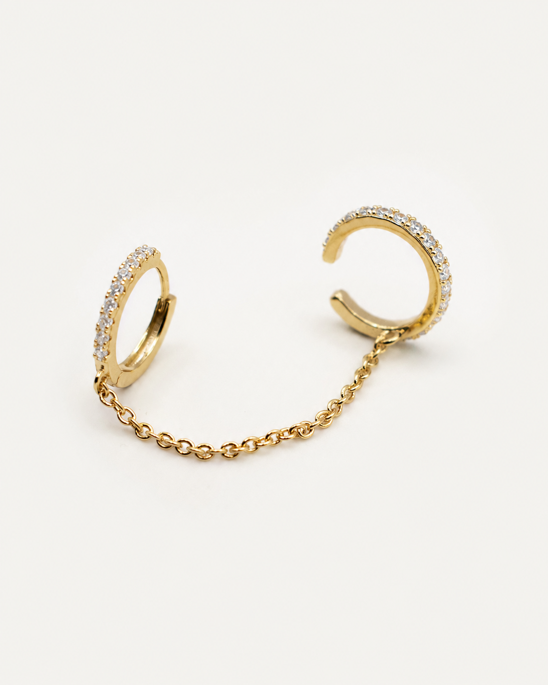 Arito Earcuff con cadena Blanco gold